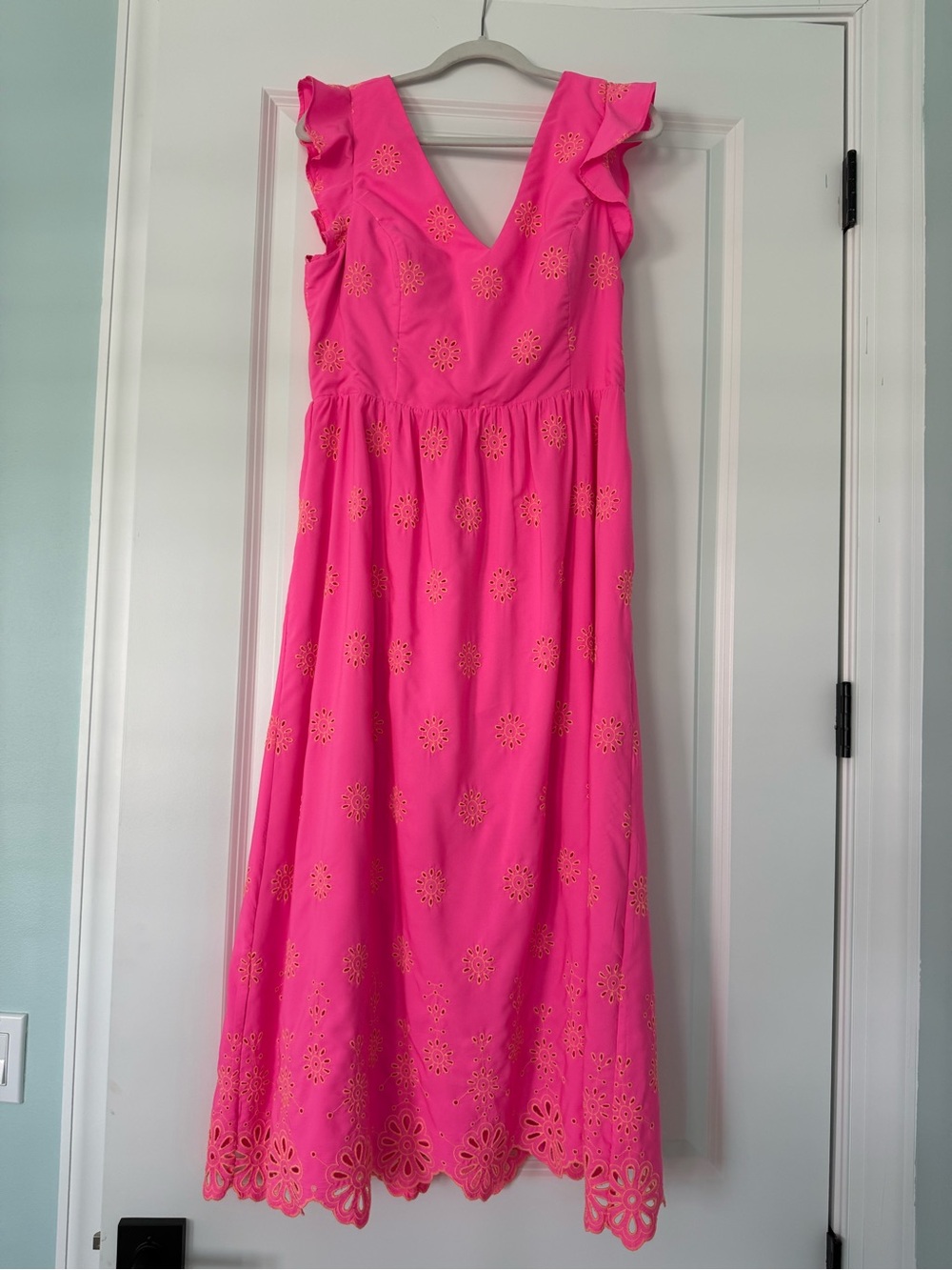 Lilly Pulitzer Lillyanne Pink Eyelet Midi Dress Size 12